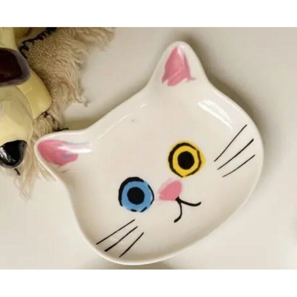 Cat Ceramic Cute White‎ Kitten Cat Trinket Dish New in Box